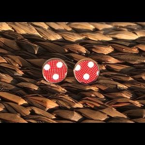 Custom Faux Leather Polka Dot Stud Earrings